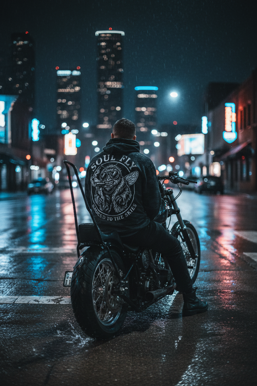 Soul Fly - Candid Rainy Houston Motorcycle